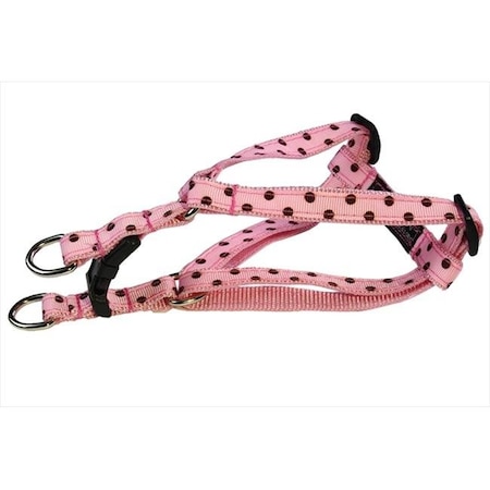 POLKA DOT-PINK-BROWN1-H Polka Dot Dog Harness; Pink & Brown - Extra Small
